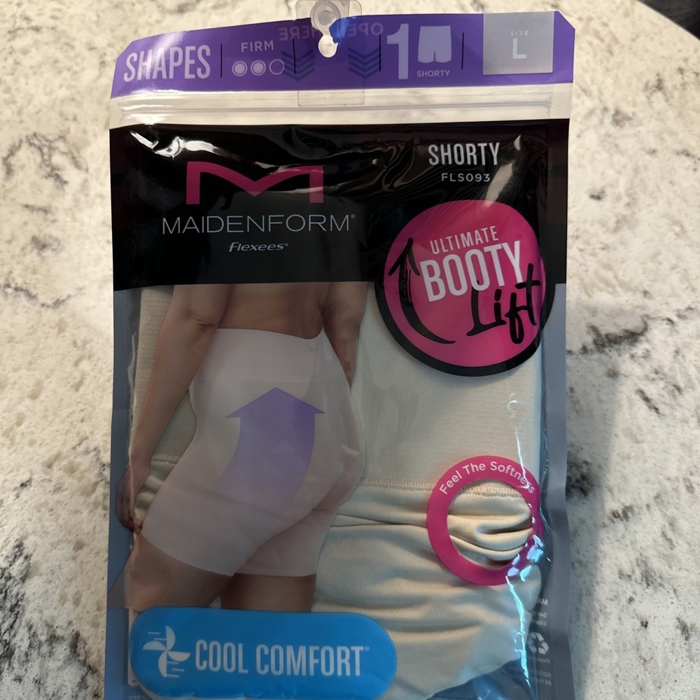 Maidenform Flexees Cool Comfort Shapewear Shorty Ultimate Booty Lift Black L‎